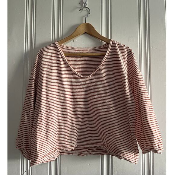 Madewell boxy long sleeve striped rust/cream size medium - Picture 1 of 5